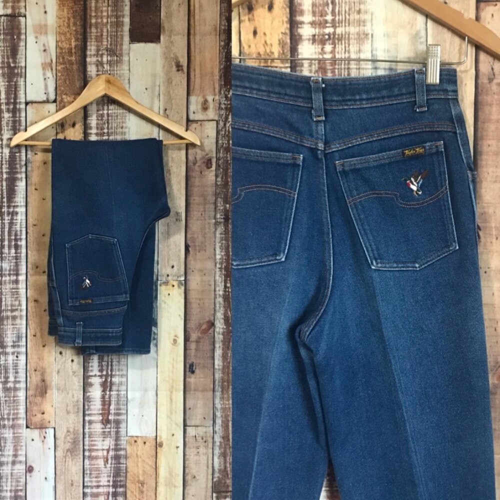 Taylor Togs 70s Vintage Dark Denim Jeans 27×27 | Embroidered Duck Patch